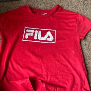Cute red cropped Fila tee shirt